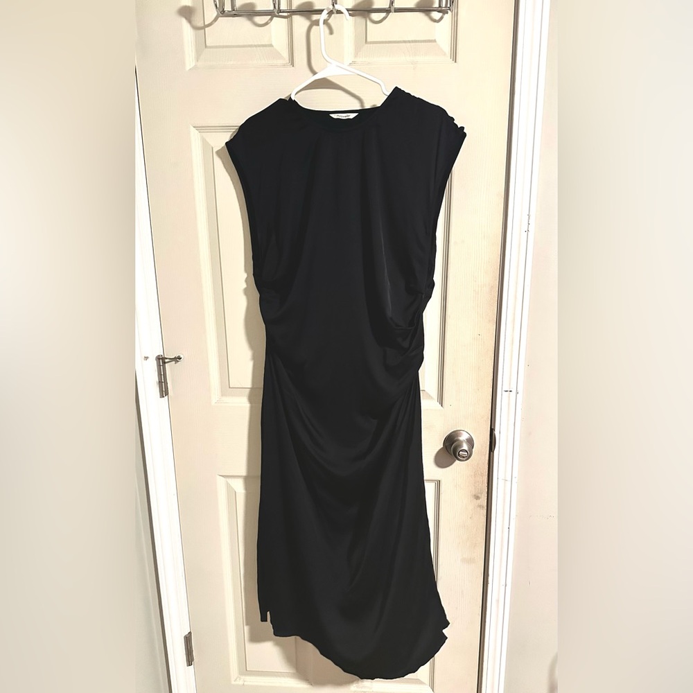 Holzweiler Black Ruched Midi Dress with Cowl Neck